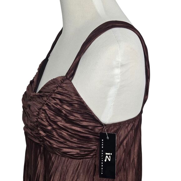 iz Byer California Y2k Babydoll Tank Top NWT Crinkle Brown Size XL Going Out - Picture 4 of 10